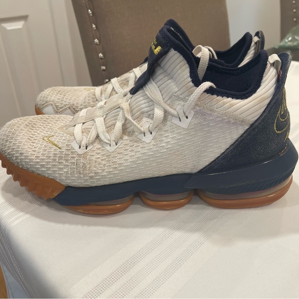 Nike LeBron 16 Navy and White Sneakers